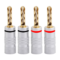 Conector Banana de 4 mm, Chapado en Oro de 24K, Conector Macho para Altavoz, Negro y Rojo