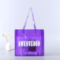 Sac fourre-tout en PVC transparent imperméable, couleur unie, motif lettres, avec bord renforcé et coutures de qualité supérieure, idéal pour les livres de bibliothèque (vente en gros)