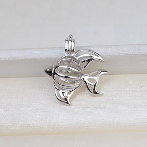 จี้ปลาขนาดใหญ่เงินแท้ S925 ขนาด 10 มม. แบบไม่มีรู สำหรับทำเครื่องประดับมุก DIY ถาดเปล่า 1823 - Product Image 2