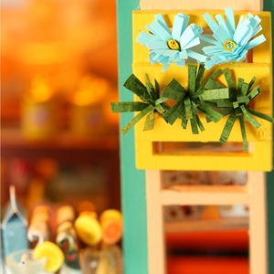 IIECREATE 3D fait à la main en bois maison de poupée K-1061 Snack shop bricolage Miniature maison Kit avec LED - Product Image 5