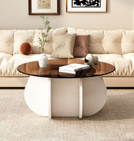 Table basse ronde minimaliste, table basse en verre de style moderne, mobilier de maison de luxe léger et tendance pour salons