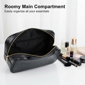 Bolsa de Maquillaje de Piel Sintética con Estampado Animal Personalizado de Royal Fair, Patrón de Cocodrilo, Cebra y Vaca, para Viajes de Lujo, Almacenamiento de Cosméticos y Artículos de Aseo - Product Image 4