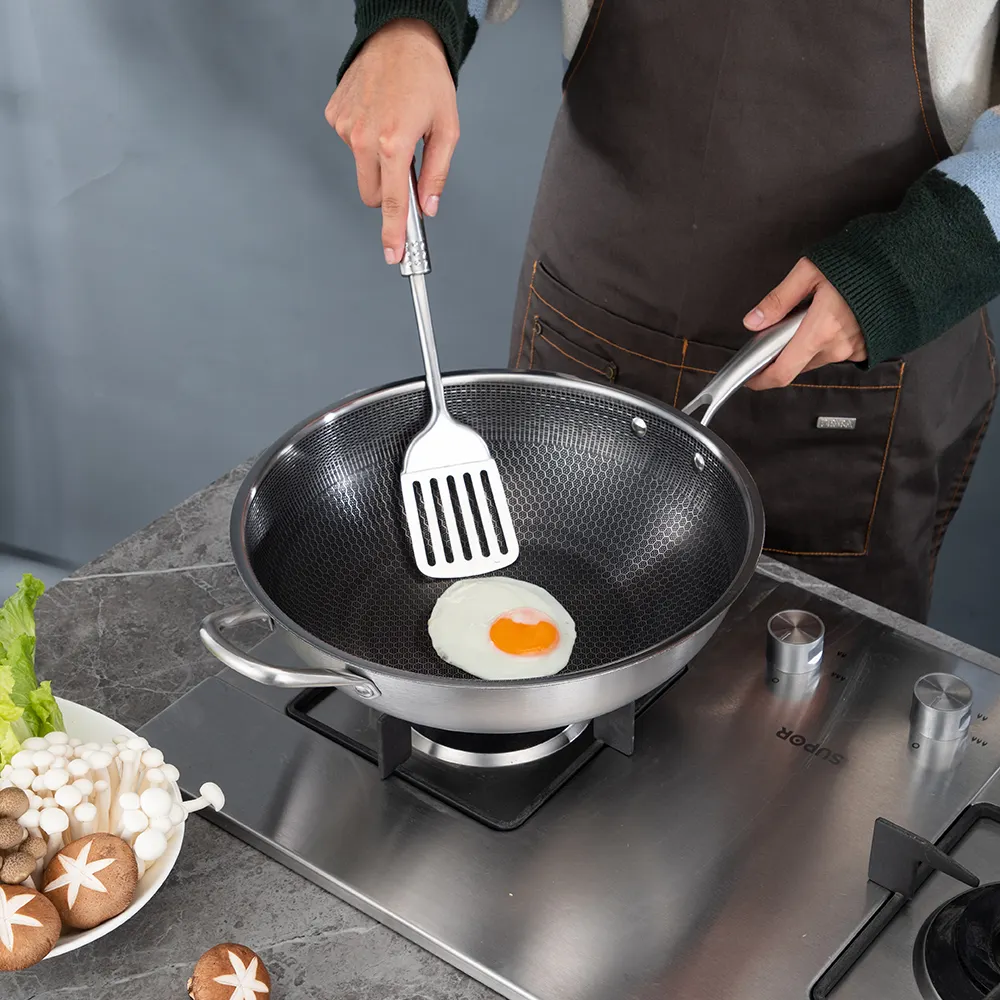 Non Stick กระทะทอดสแตนเลสชุดไม่ติดสองด้าน Nonstick กระทะและหม้อไข่ลึกเครื่องครัว2022ทำอาหารกระทะ