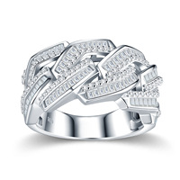Bague Hip Hop pour Homme, entièrement sertie de Moissanite, en Argent Sterling S925, Bijou audacieux pour Anniversaire et Usage Quotidien