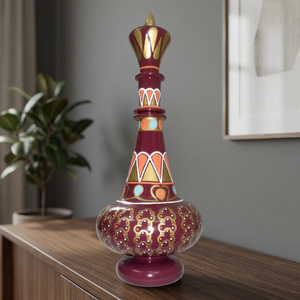Genie LJ149 Hand Painted Mouth-Blown Brown <b>Gold</b> Glass Bottle Opaque Glaze Traditional Design Wedding Decorative Floor Tabletop - Product Image 3