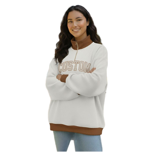 Sudadera de Cuello Redondo, Algodón y Fibra de Bambú, Manga Larga, Cierre de Cremallera, Bordado 3D, Escolar, Sólida, OEM, Personalizada - Product Image 1