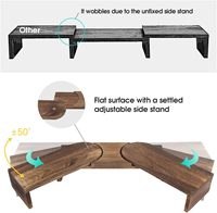 Soporte Doble para Monitor de Madera Rústica, Ajustable en Altura y Ángulo, Organizador Multifuncional para Escritorio de Oficina, Estante para Pantalla de Computadora