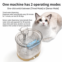 Fontaine à eau automatique sans fil transparente en plastique pour animaux de compagnie, rechargeable 5000 mAh, base dorée, avec capteur intelligent pour chats et chiens, à circulation continue
