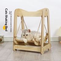 Hamac suspendu en bois beige pour chat, lit balançoire universel quatre saisons, amovible, durable et confortable