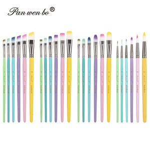 Panwenbo Macaron colorido 6 uds pincel de pintura plana 20mm pelo de nailon acuarela <span class=keywords><strong>artista</strong></span> pintura pincel conjunto para pintura acrílica - Product Image 3