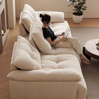 Canapé modulaire convertible carré 3 places de style nuage moderne, revêtement en tissu bouclé, capitonné, avec coussins surdimensionnés en éponge