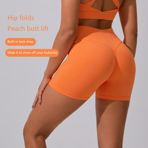 DF214 персиковый лифтинг шорты для йоги стрейч Высокая талия Бег Фитнес плотные бесшовные спортивные - Product Image 5