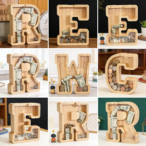 กระปุกออมสินไม้ไผ่ขนาด9 "ขนาดใหญ่สำหรับเด็กกระปุกออมสินทำจากไม้ - Product Image 3