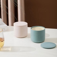 YBH Décoration d'intérieur personnalisée Pots à bougies en céramique vides avec couvercles - Porte-bougie votif Écologique Finition mate de Noël Taille personnalisable