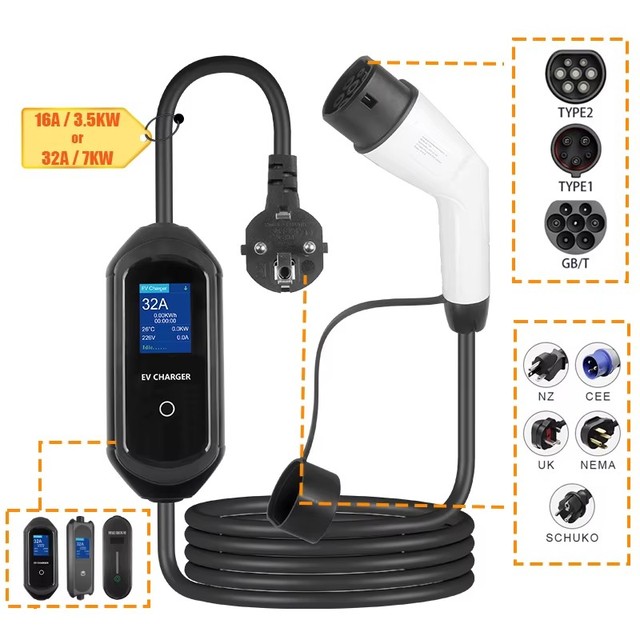 TIMETES TUV CE Certified Portable 3.5KW Fast Electric Car Charger Station 16A Type 2 Plug New Condition EV Charger 200-220V