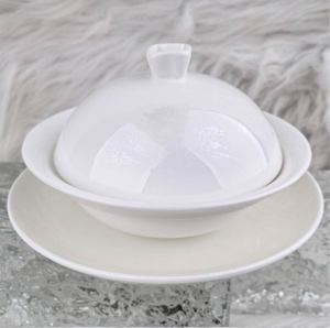Bol à soupe en porcelaine monochrome à l'effigie de paysages anciens, ensemble complet avec couvercle et soucoupe de 17 cm pour la restauration de banquets - Product Image 3
