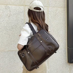 <strong>Japanese</strong> <strong>School</strong> <strong>Bag</strong> Large Capacity PU Leather <strong>Japanese</strong> <strong>Bag</strong> with Multi-pocket Zipper <strong>School</strong> Handbag with Headphone Cable Hole - Product Image 1