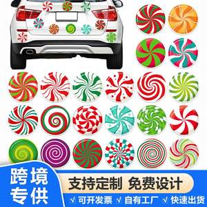 Décorations de Noël transfrontalières, aimants ronds pour pare-chocs de voiture en forme de sucette, aimants pour porte de garage en forme de bonbon à la menthe, aimants pour réfrigérateur - Product Image 3