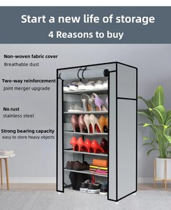 モダンな折りたたみ式キャビネット靴ラック防風カバー付き衣類スタンド収納室内用 - Product Image 6