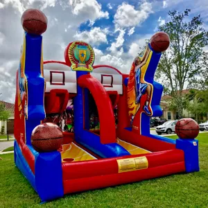 Hoge Kwaliteit Opblaasbare Basketbal Spel Populaire Opblaasbare Bungee Run Basketbal Hoop Toss Game Voor Party Business