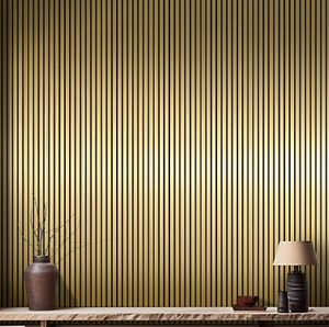 Panneaux en lattes de bois avec accents métalliques (or/laiton) - Product Image 5