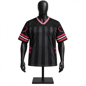 เสื้อยืดกีฬาคอวีทรงหลวมสไตล์อเมริกันวินเทจลายทาง ปี 2026 ผลิตจากผ้าโพลีเอสเตอร์ สำหรับผู้ชายและผู้หญิง - Product Image 1