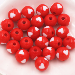 12mm Color-Matched Double-Color Heart-Shaped Acrylic/<b>Plastic</b>/Lucite Straight-Hole <b>Bead</b> DIY Handmade Fashion High Quality Jewelry - Product Image 3