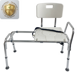 Banco de transferencia deslizante con asiento recortado, silla de ducha ajustable para bañera, silla de seguridad reversible para bañera para personas mayores y discapacitadas - Product Image 1