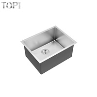 Évier de cuisine encastré simple en acier inoxydable 304 fait main, épaisseur 16 gauge, surface brossée moderne, garantie 5 ans, sans robinet
