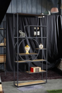 Estantería moderna <span class=keywords><strong>de</strong></span> hierro <span class=keywords><strong>y</strong></span> <span class=keywords><strong>madera</strong></span> con estilo, estanterías para sala <span class=keywords><strong>de</strong></span> estar, diseño antiguo, muebles para el hogar, almacenamiento, uso <span class=keywords><strong>de</strong></span> biblioteca - Product Image 2