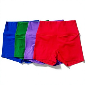 <b>Women</b> High Waist Biker Shorts Breathable Cotton Blend Yoga Fitness Shorts Solid Color - Product Image 4