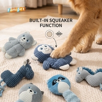 Jouet en peluche doux et froissé pour animaux de compagnie, design animaux thème hiver, personnalisé par le fabricant Famipet, jouet couineur pour chien
