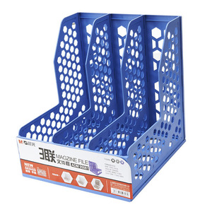 Archivador de Revistas Mingguang de Tres Compartimentos, Bandeja de Documentos de Plástico ADM 95081, Diseño Blue Hive - Product Image 1
