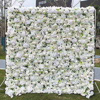 Toile de fond de taille personnalisée enroulable de mur de fleurs artificielles pour la décoration de scène de mariage