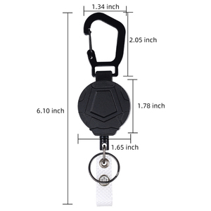 Retractable Badge Reel with Belt Clip, 23.6in Steel Lanyard for <b>ID</b> Badges Keys, Keychain <b>Holder</b> Carabiner - Product Image 1