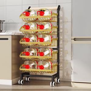 Étagère <span class=keywords><strong>de</strong></span> rangement pour légumes <span class=keywords><strong>de</strong></span> cuisine, <span class=keywords><strong>chariot</strong></span> <span class=keywords><strong>de</strong></span> rangement multi-niveaux sur pied pour la maison, en métal <span class=keywords><strong>complet</strong></span> - Product Image 3