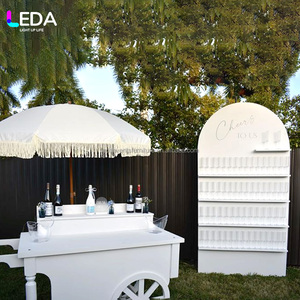 Carrito de Dulces y Flores de Acrílico Blanco con Diseño LEDA, Barra de Flores Blancas para Decoración de Eventos y Bodas - Product Image 4