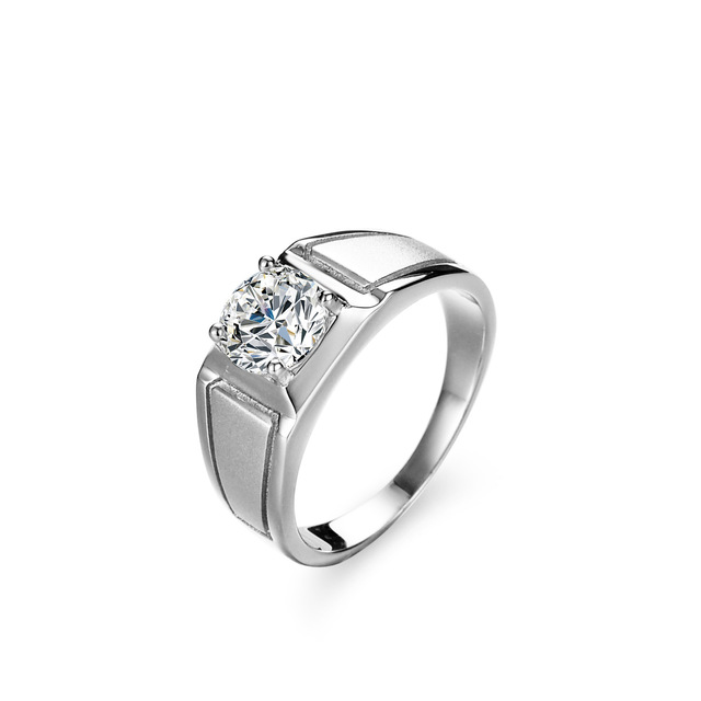 Men's 925 Sterling Silver Classic Hip-hop Ring Sandbrush Moissanite Diamond Inlay Rhodium Plating Geometric Setting Cut Parties