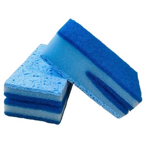 Éponge à vaisselle rectangulaire bleue, tampon de nettoyage haute densité, utilisation en cuisine - Product Image 2