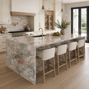 F.S. Pink Green Sintered <b>Stone</b> Slabs Polished Marble Look Porcelain Tile 1600 x 3200 x 12 mm for Wall - Product Image 4