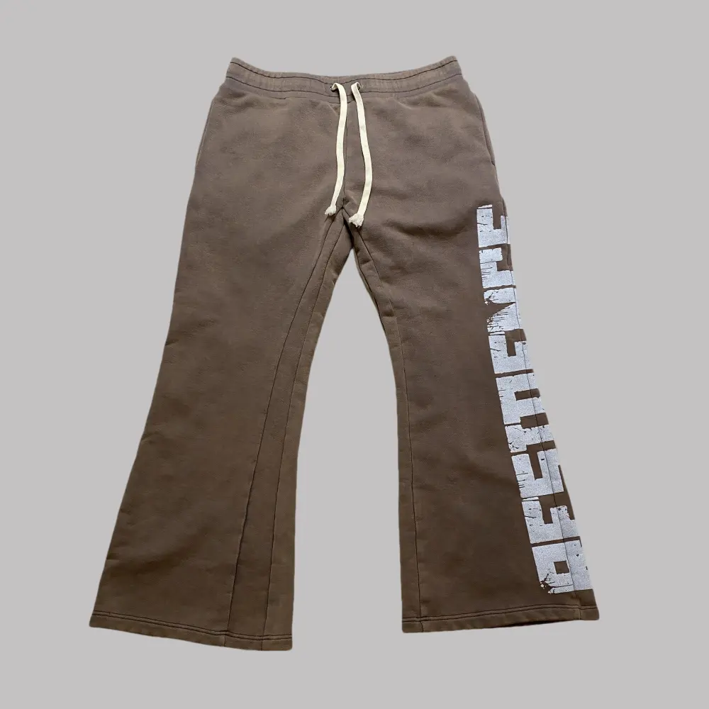 Pantalon de survêtement de jogging imprimé personnalisé Patchwork ceinture élastique pantalon de survêtement évasé lavé à l'acide pour hommes