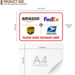 Letrero de Entrega de Paquetes de Aluminio Resistente a la Oxidación, Letrero para <span class=keywords><strong>Puerta</strong></span> Principal/Porche Resistente a la Intemperie para UPS/FedEx/USPS - Product Image 2