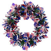Großhandel Grenzüberschreitende Weihnachts- und Neujahrsdekoration Bunter Gürtel Party Einkaufszentrum Fensterkranz Amerikanische Flagge Band