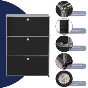 เฟอร์นิเจอร์โมดูลาร์สีดำ: ตู้ไซด์บอร์ด, ตู้ลิ้นชักสามบาน, เฟอร์นิเจอร์สแตนเลสสตีลแบบกำหนดเองได้ - Product Image 2