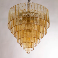 Lustre en verre de Murano couleur champagne grande suspension