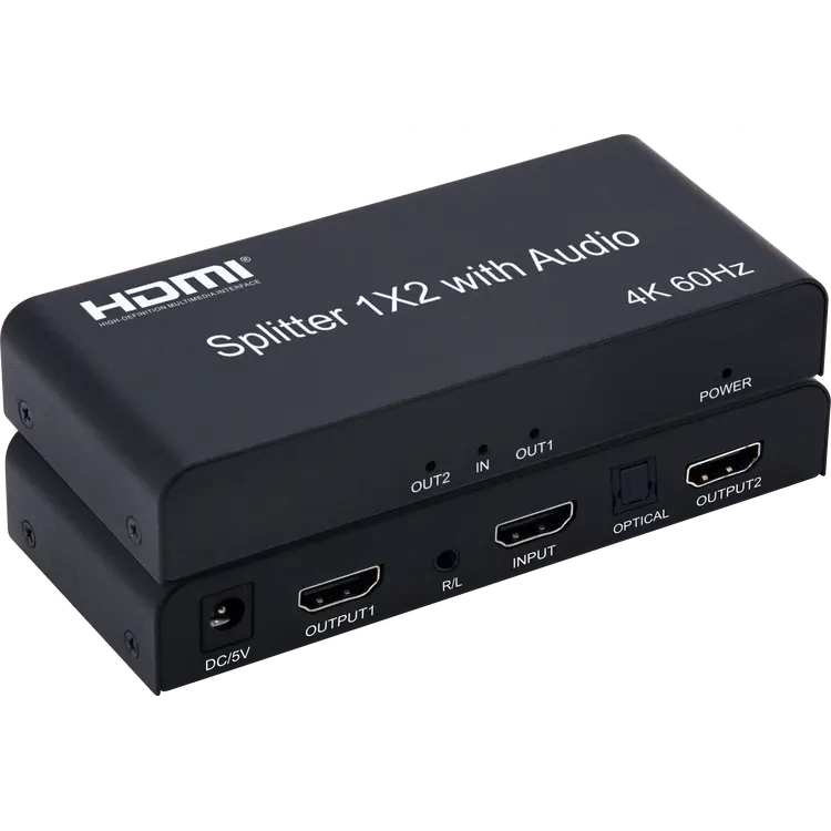 1x2 HDMI Splitter 1 in 2 Out HDMI Splitter Audio Video Distributore Box Supporto 3D & 4K x 2K Compatibile per HDTV, STB, DVD, PS3