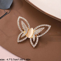 Broche Fleur Tendance Faite Main Polyvalente en Alliage Électroplaqué avec Incrustation de Pierre Œil de Chat et Zircon, Style Mariage, Fraîche, Douce et Naturelle