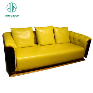 Juego de muebles modernos de lujo para sala de estar, tapicería importada de cuero amarillo, estilo <span class=keywords><strong>italiano</strong></span>, nuevo modelo - Product Image 4