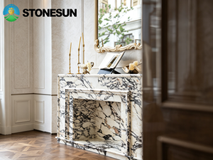 StoneSun Maßgefertigte Moderne Freistehende Marmor-Kaminverkleidung für den Innenbereich in Hotels, Villen und Apartments - Product Image 4