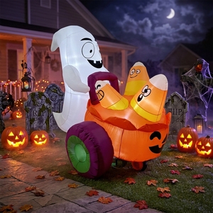 Decoración de Jardín Exterior Inflable de Halloween Estilo Americano: Fantasma <span class=keywords><strong>Blanco</strong></span> con Maíz y Luz LED, Ideal para Venta Transfronteriza - Product Image 2